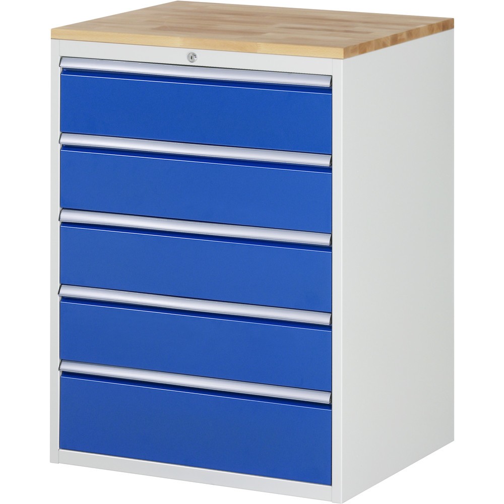 Product afbeelding: RAU ladekast serie 7000, h x b x d 1.035 x 770 x 650 mm, met 5 lades maat XL, beuken blad