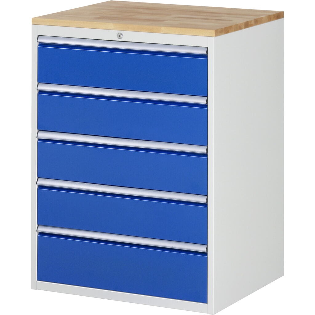 Product afbeelding: RAU ladekast serie 7000, h x b x d 1.035 x 770 x 650 mm, met 5 lades maat XL, beuken blad