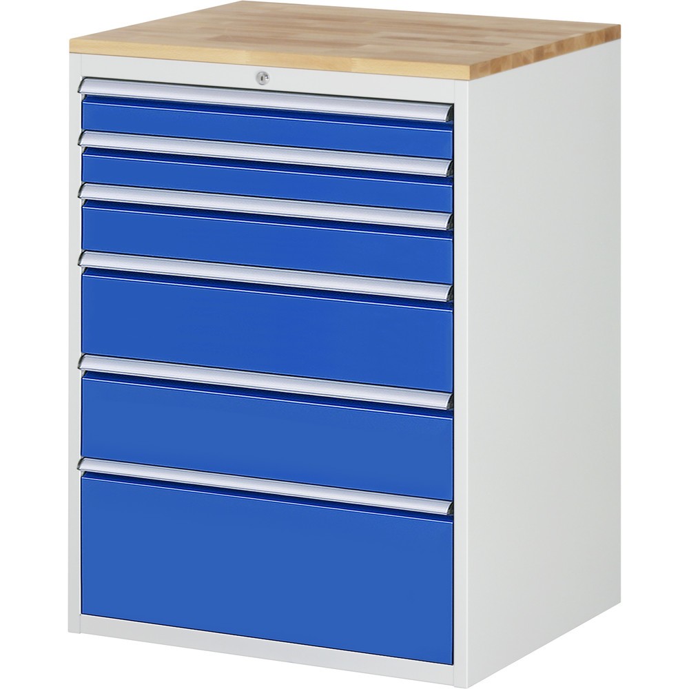 Productafbeelding nr. 1: RAU ladekast serie 7000, h x b x d 1.035 x 770 x 650 mm, met 6 lades maat XL, beuken blad