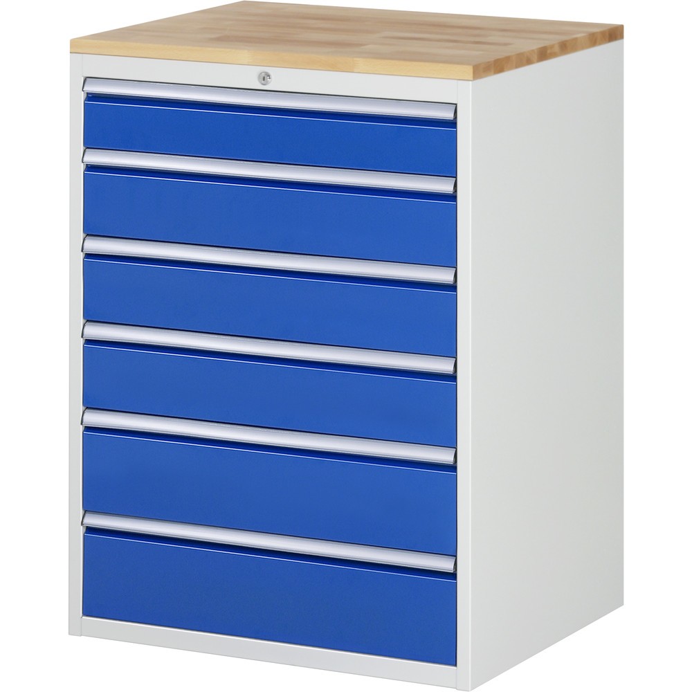 Productafbeelding nr. 1: RAU ladekast serie 7000, h x b x d 1.035 x 770 x 650 mm, met 6 lades maat XL, beuken blad