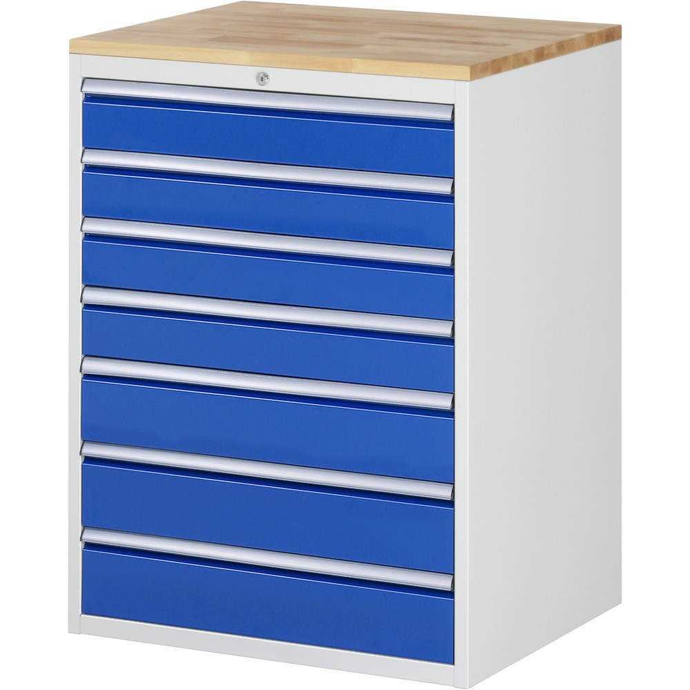 Product afbeelding: RAU ladekast serie 7000, h x b x d 1.035 x 770 x 650 mm, met 7 lades maat XL, beuken blad