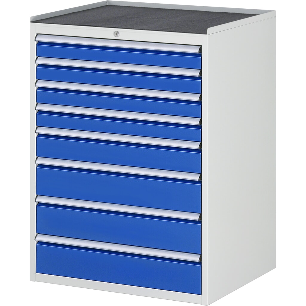 Product afbeelding: RAU ladekast serie 7000, h x b x d 1.035 x 770 x 650 mm, met 8 lades maat XL, metalen blad