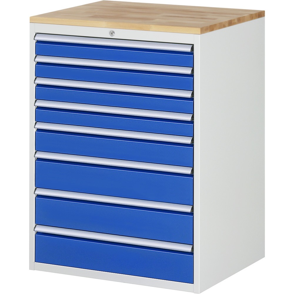 Product afbeelding: RAU ladekast serie 7000, h x b x d 1.035 x 770 x 650 mm, met 8 lades maat XL, beuken blad