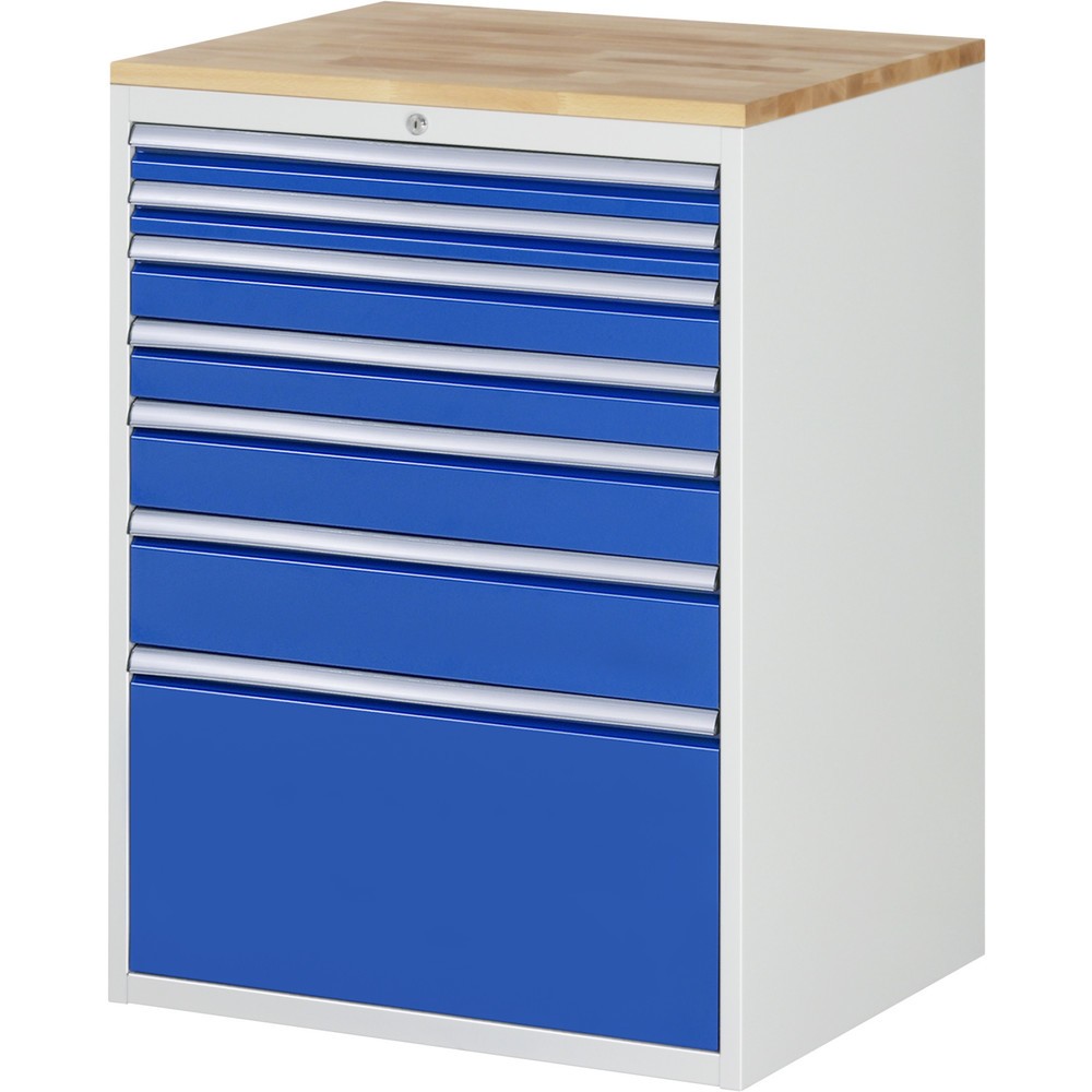 Productafbeelding nr. 1: Ladekast RAU serie 7000, hxbxd 1.035 x 770 x 650 mm, 7 lades 2 x 60, 2 x 90, 1 x 120, 1 x 150, 1 x 360 mm, beuken werkblad