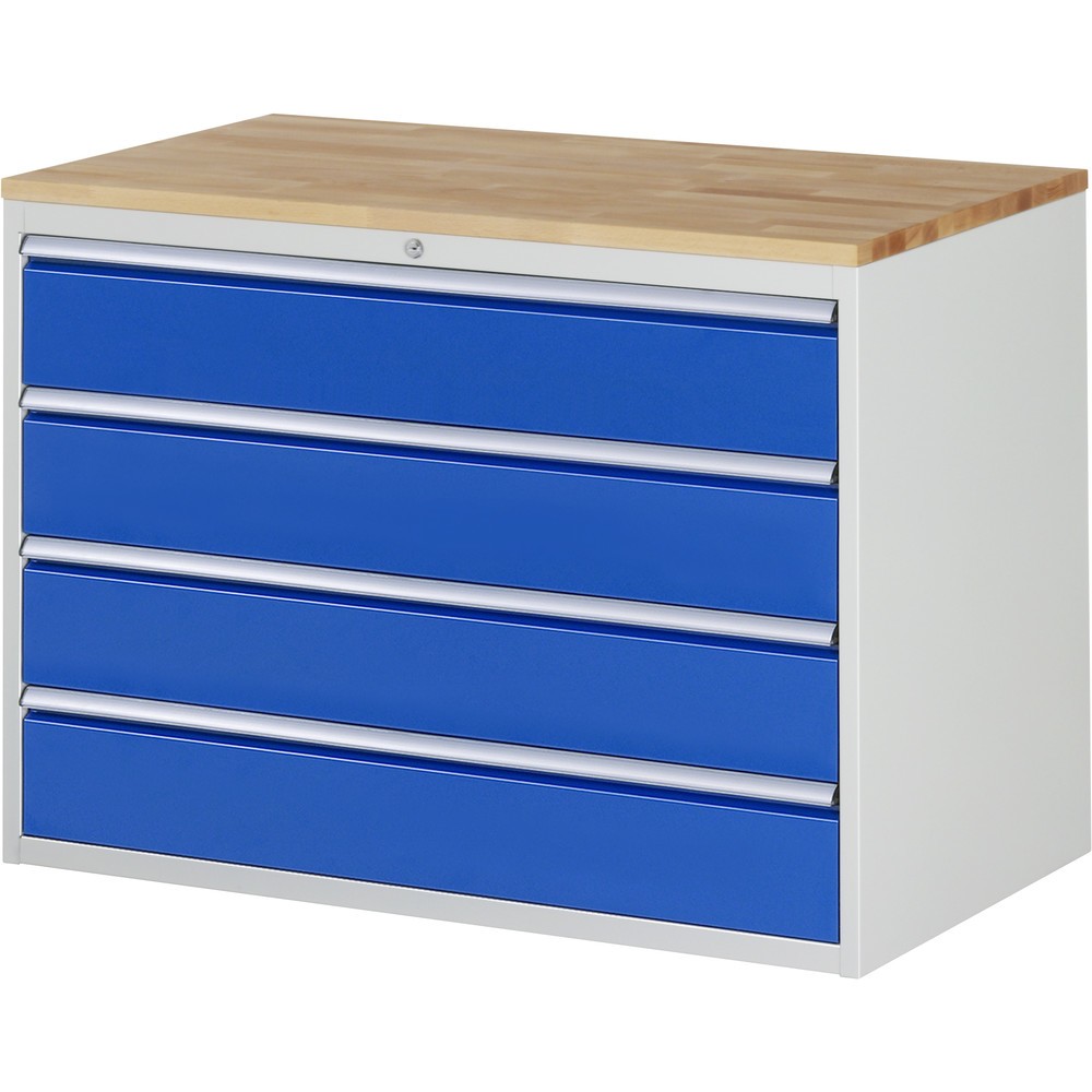 Product afbeelding: RAU ladekast serie 7000, h x b x d 825 x 1.145 x 650 mm, met 4 lades maat XXL, beuken blad