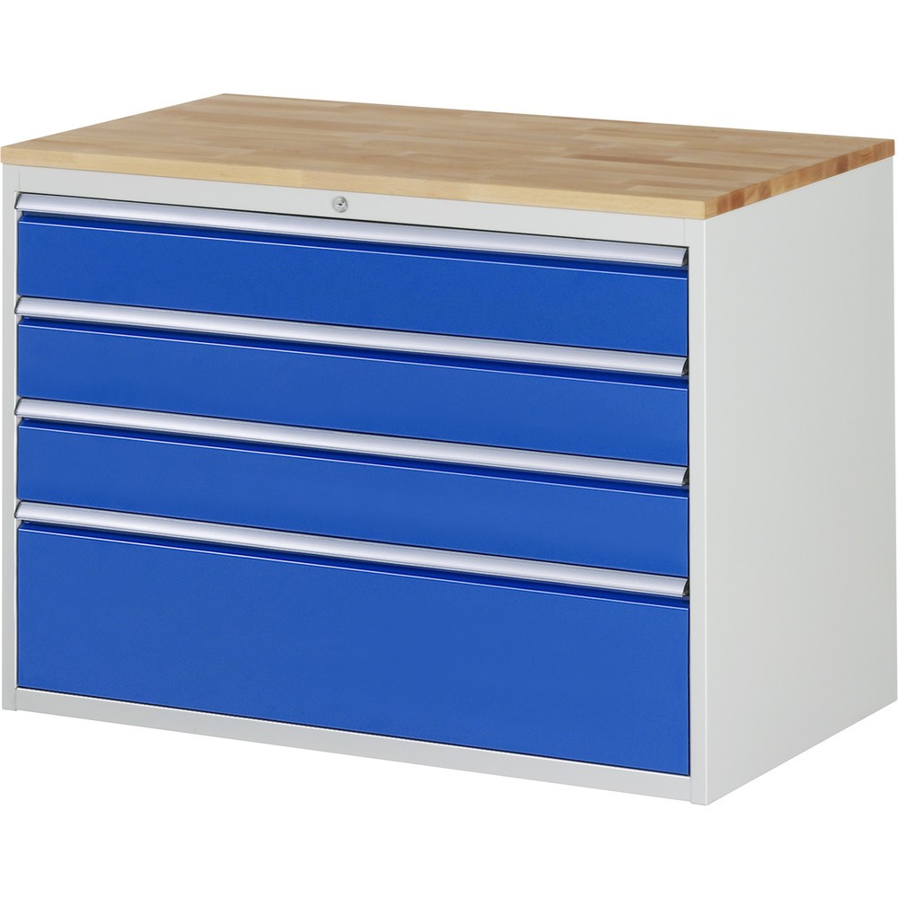 Product afbeelding: RAU ladekast serie 7000, h x b x d 825 x 1.145 x 650 mm, met 4 lades maat XXL, beuken blad