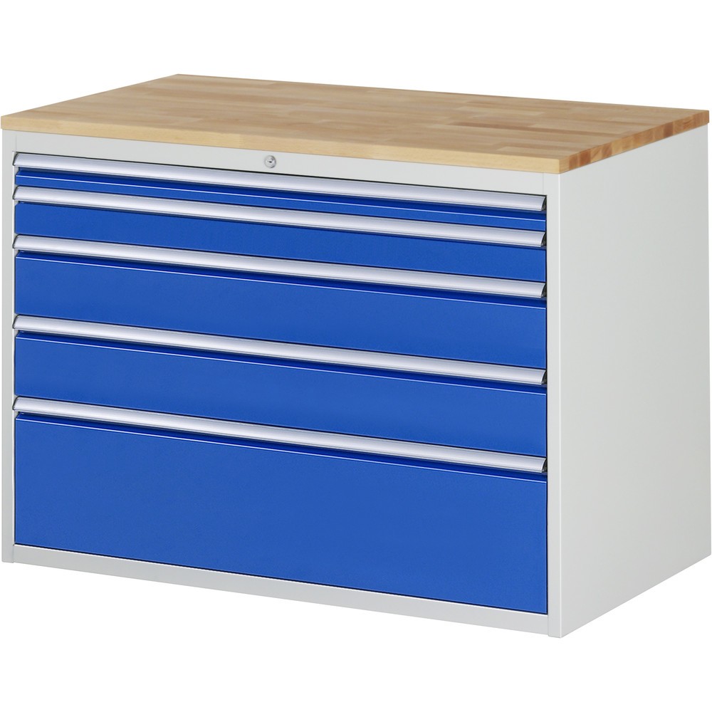 Productafbeelding nr. 1: Ladekast RAU serie 7000, hxbxd 825 x 1.145 x 650 mm, 5 lades 1 x 60, 1 x 90, 2 x 150, 1 x 270 mm, beuken werkblad