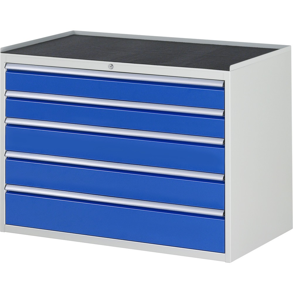 Productafbeelding nr. 1: Ladekast RAU serie 7000, hxbxd 825 x 1.145 x 650 mm, 5 lades 2 x 120, 2 x 150, 1 x 180 mm, metalen werkblad