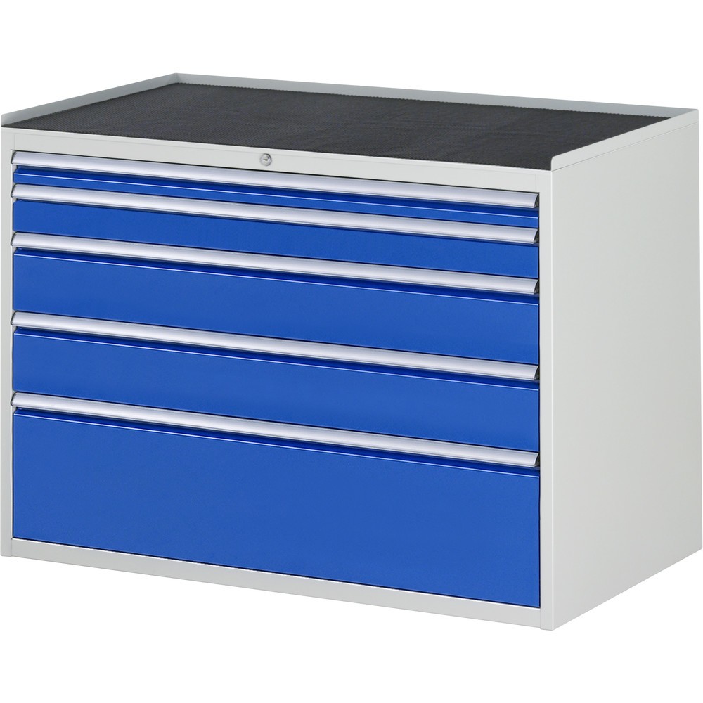 Productafbeelding nr. 1: Ladekast RAU serie 7000, hxbxd 825 x 1.145 x 650 mm, 5 lades 1 x 60, 1 x 90, 2 x 150, 1 x 270 mm, metalen werkblad