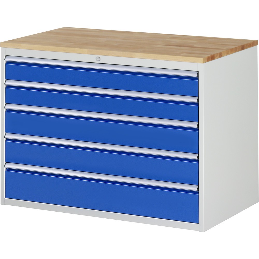Product afbeelding: RAU ladekast serie 7000, h x b x d 825 x 1.145 x 650 mm, met 5 lades maat XXL, beuken blad