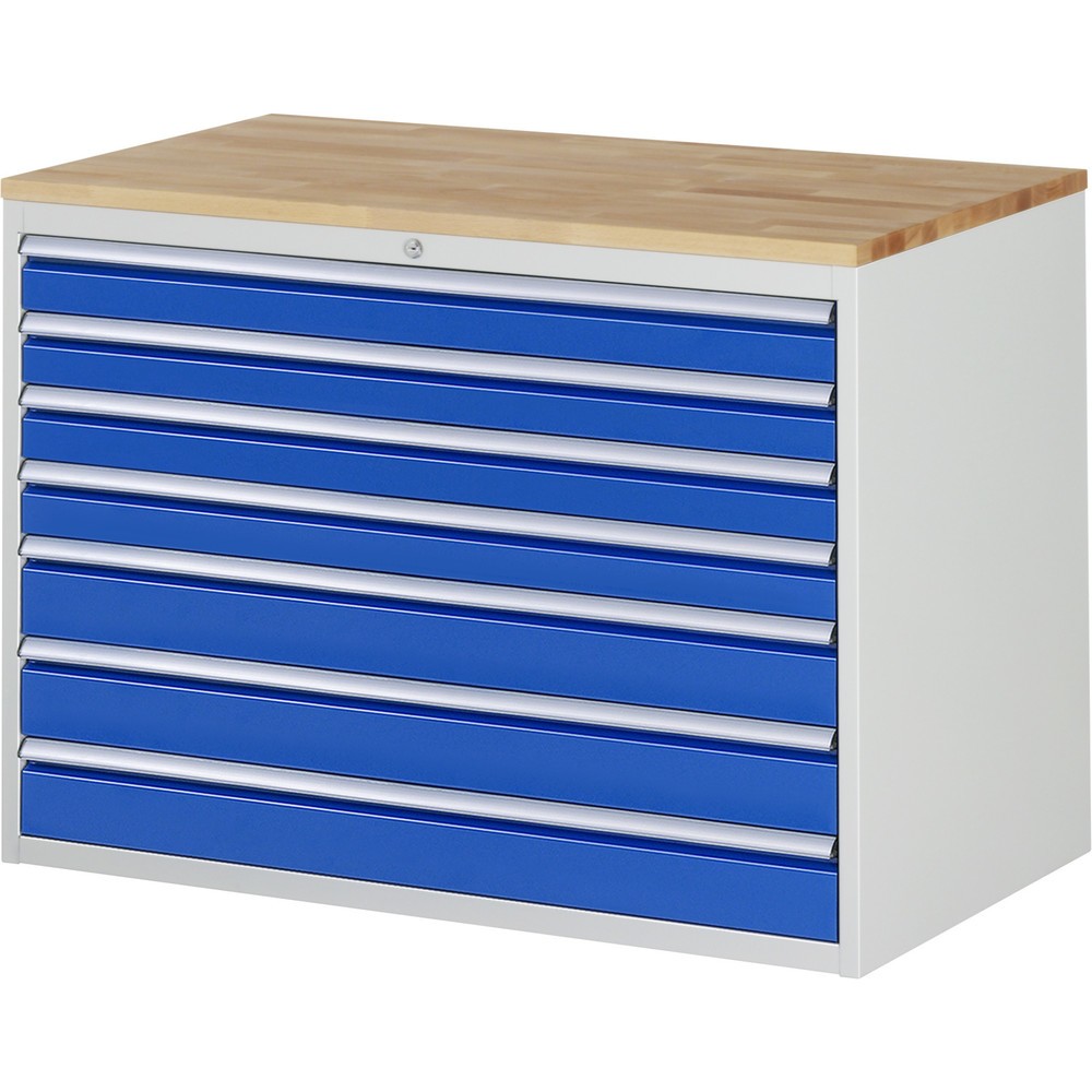 Productafbeelding nr. 1: Ladekast RAU serie 7000, hxbxd 825 x 1.145 x 650 mm, 7 lades 4 x 90, 3 x 120 mm, beuken werkblad