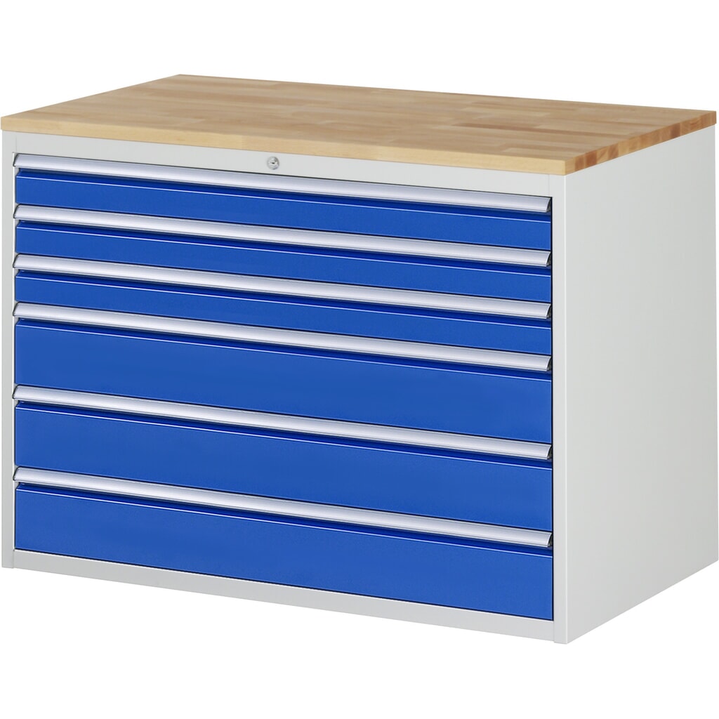 Product afbeelding: Ladekast RAU serie 7000, hxbxd 825 x 1.145 x 650 mm, 6 lades 3 x 90, 3 x 150 mm, beuken werkblad