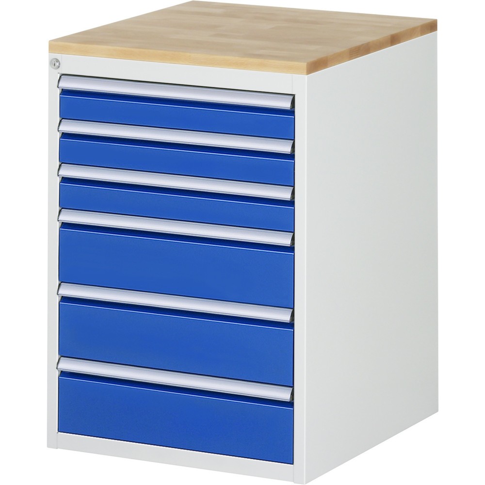 Productafbeelding nr. 1: Ladekast RAU serie 7000, hxbxd 825 x 580 x 650 mm, 6 lades 3 x 90, 3 x 150 mm, beuken werkblad