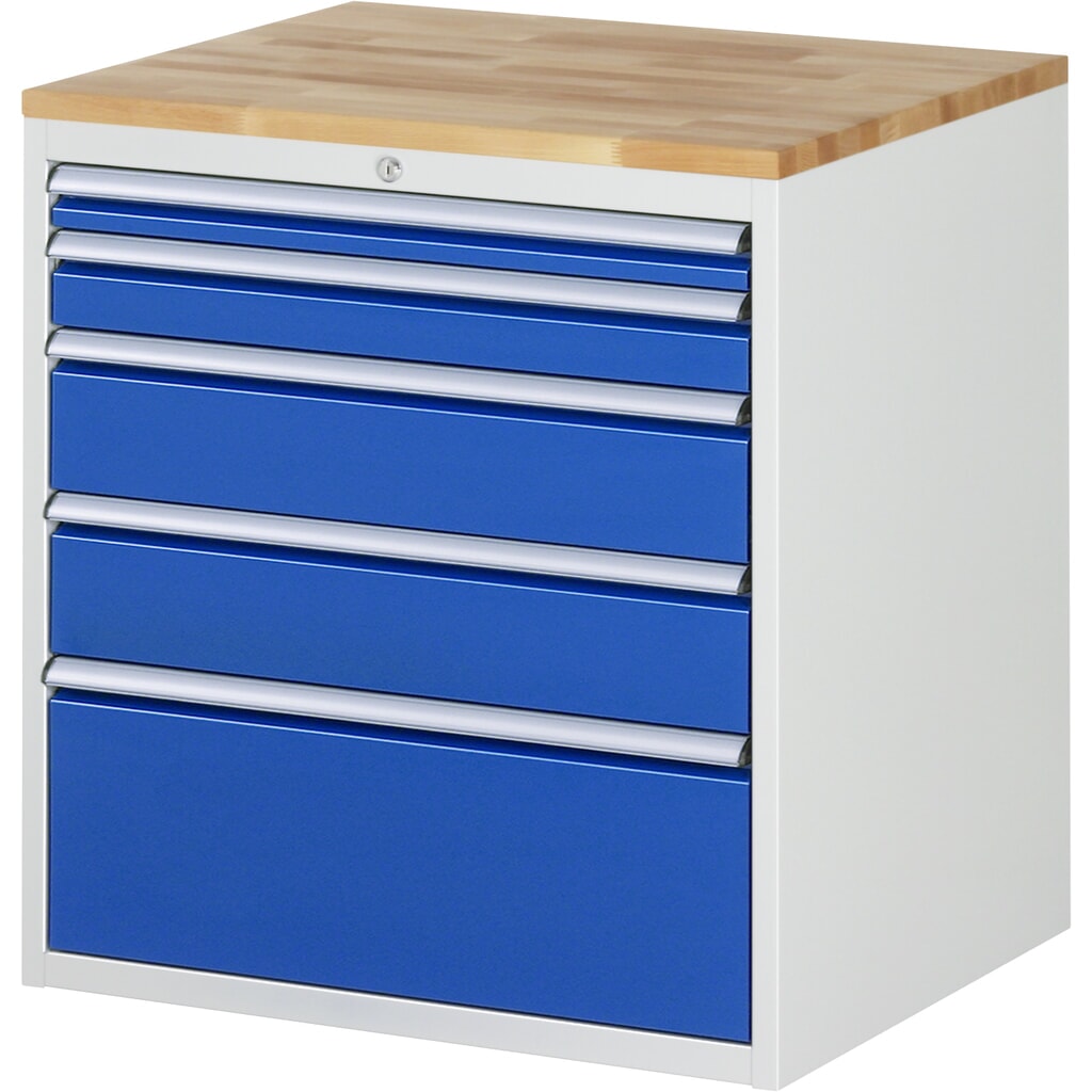 Ladekast RAU serie 7000, hxbxd 825 x 770 x 650 mm, 5 lades 1 x 60, 1 x 90, 2 x 150, 1 x 270 mm, beuken werkblad Product afbeelding: Ladekast RAU serie 7000, hxbxd 825 x 770 x 650 mm, 5 lades 1 x 60, 1 x 90, 2 x 150, 1 x 270 mm, beuken werkblad