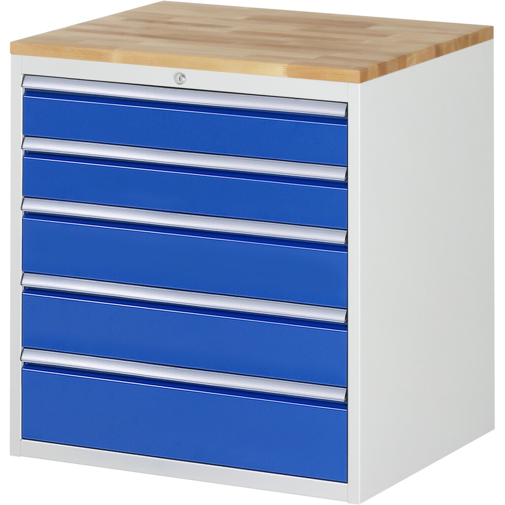 Product afbeelding: RAU ladekast serie 7000, h x b x d 825 x 770 x 650 mm, met 5 lades maat XL, beuken blad