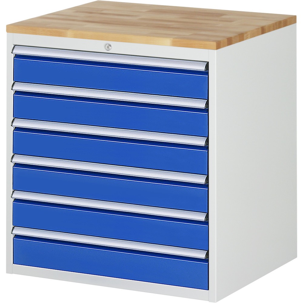 Product afbeelding: RAU ladekast serie 7000, h x b x d 825 x 770 x 650 mm, met 6 lades maat XL, beuken blad