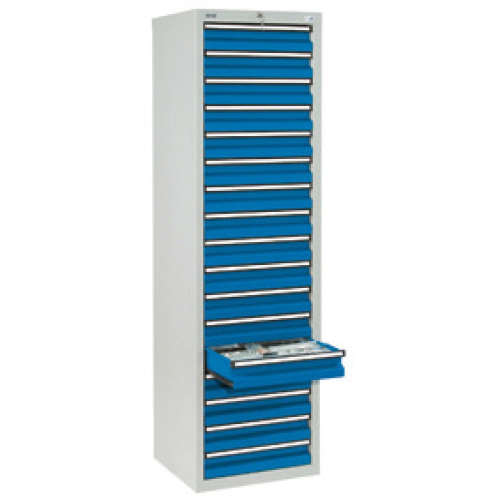 Product afbeelding: Ladenkast stumpf®, laden 17x100 mm, hxbxd 1.800 x 500 x 500 mm, lichtgrijs/gentiaanblauw