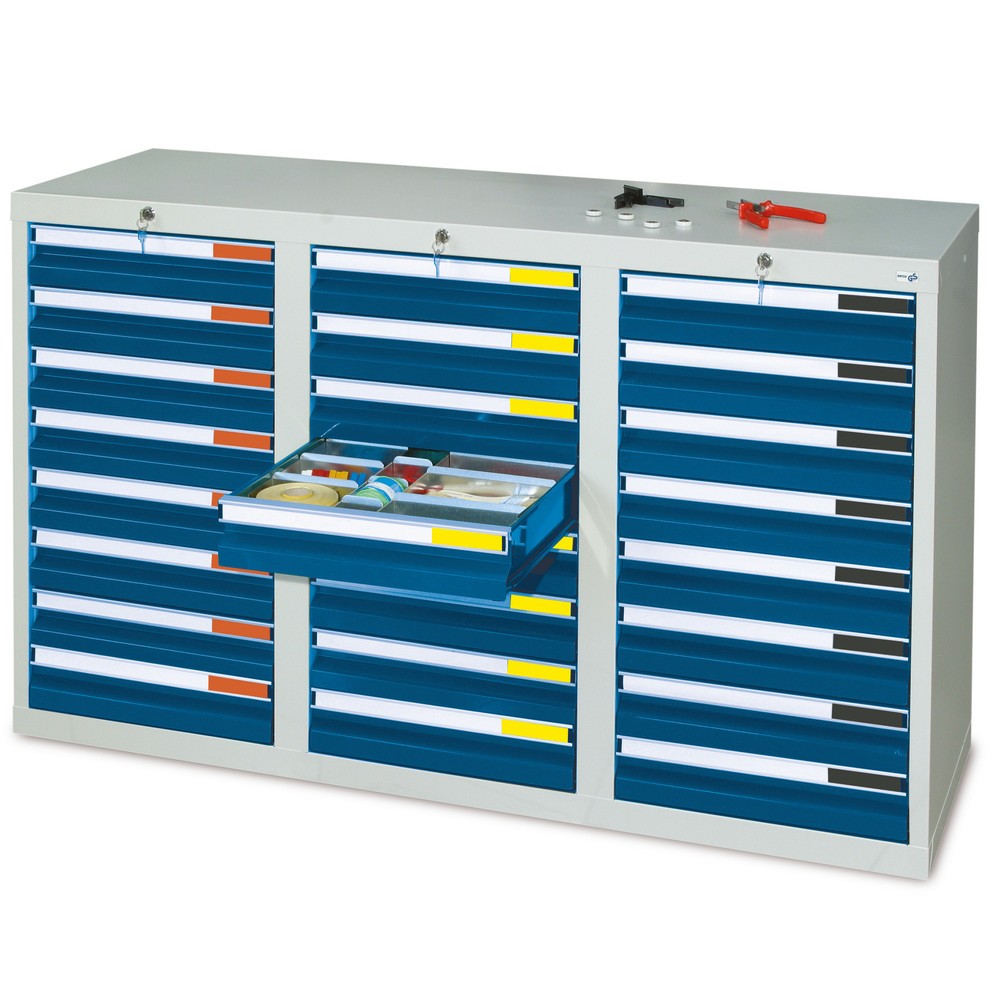 Product afbeelding: Ladenkast stumpf® Premium, laden 24x100 mm, hxbxd 900 x 1.500 x 500 mm, lichtgrijs/gentiaanblauw