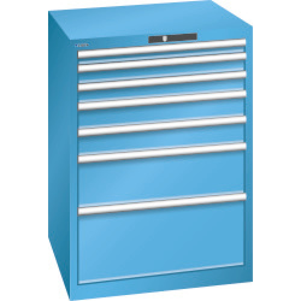 Product afbeelding: Ladenkast LISTA, laden 1x50 + 2x75 + 2x100 + 1x200 + 1x300 mm, cap. elk 200 kg, lichtblauw