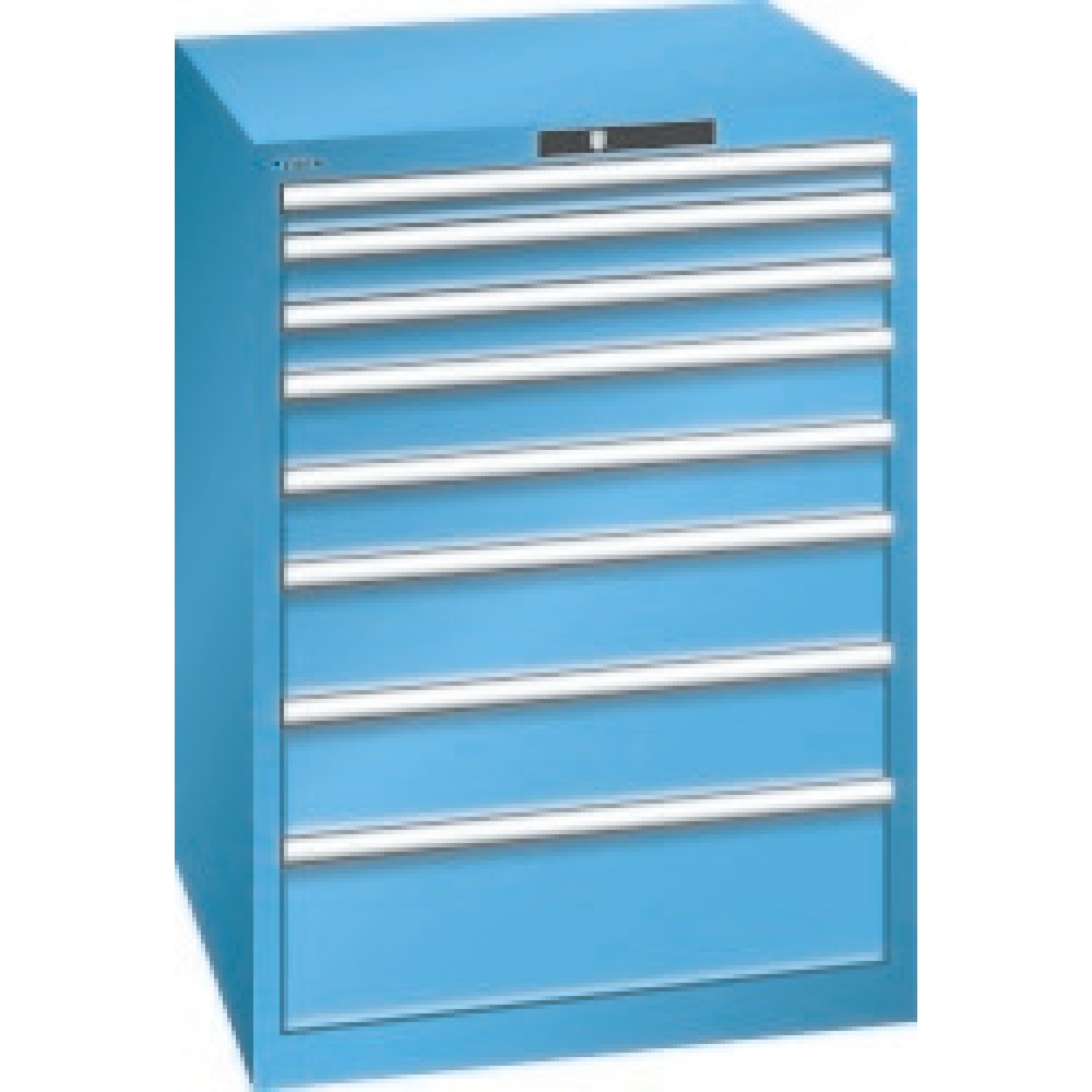 Product afbeelding: Ladenkast LISTA, laden 1x50 + 2x75 + 2x100 + 2x150 + 1x200 mm, cap. elk 200 kg, lichtblauw