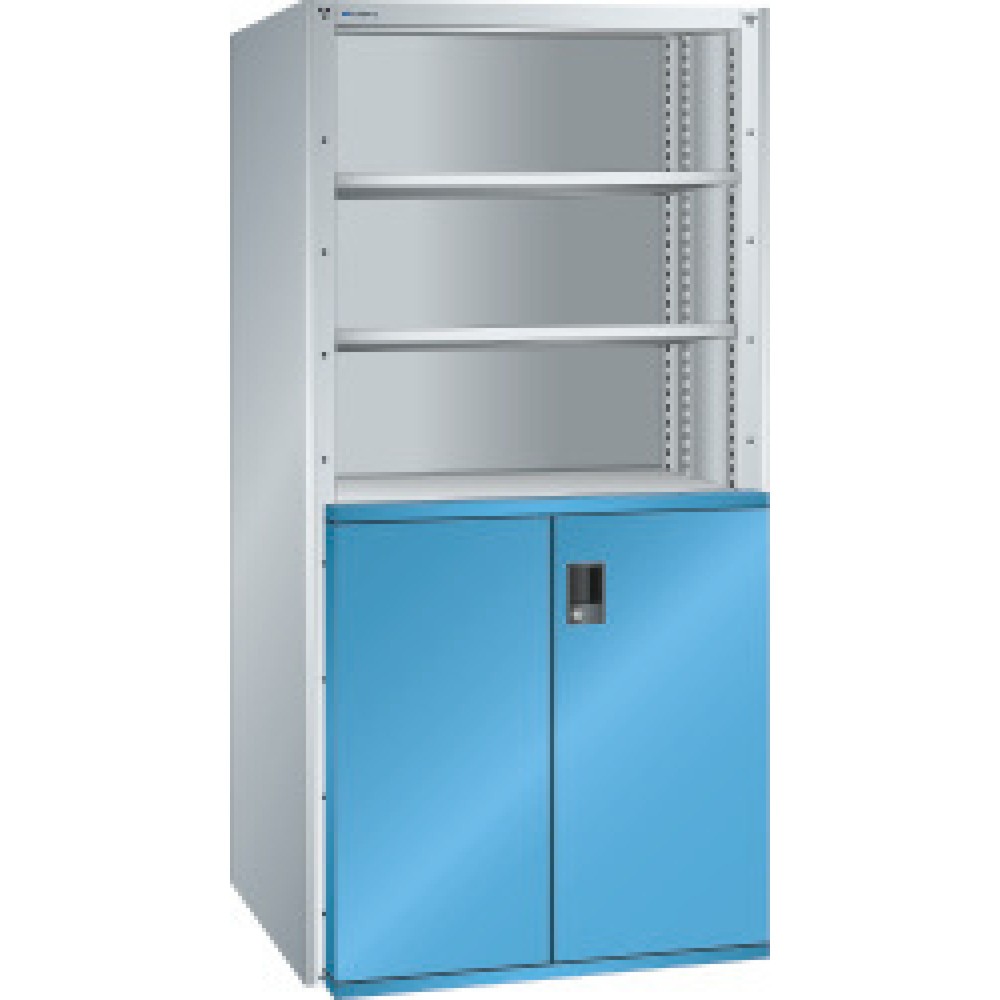 Product afbeelding: Ladestelling LISTA Premium, aanbouwelement, 2 uitschuifbare legborden, lichtgrijs