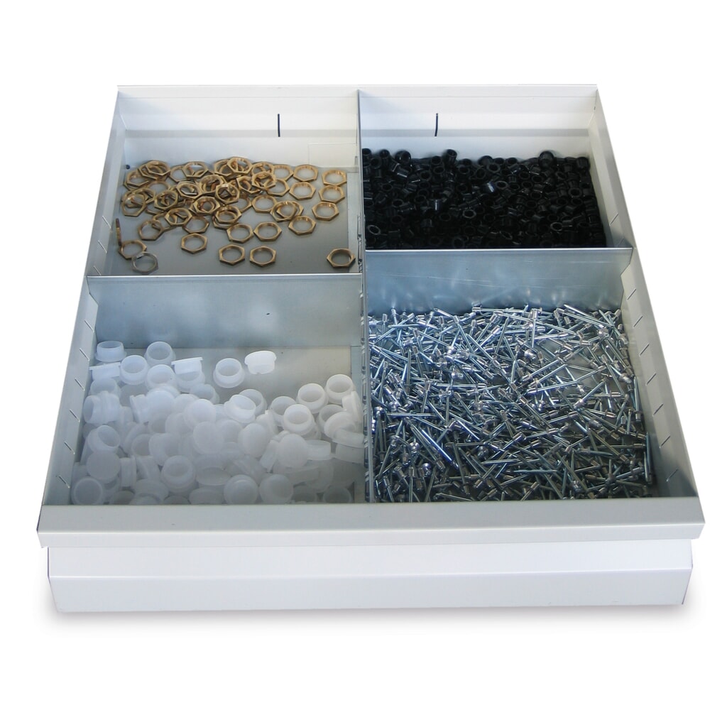 Ladeverdeler voor kasten met rolgeleiders, 2 IW, voor fronthoogte 100 mm Product afbeelding: Ladeverdeler voor kasten met rolgeleiders, 2 IW, voor fronthoogte 100 mm