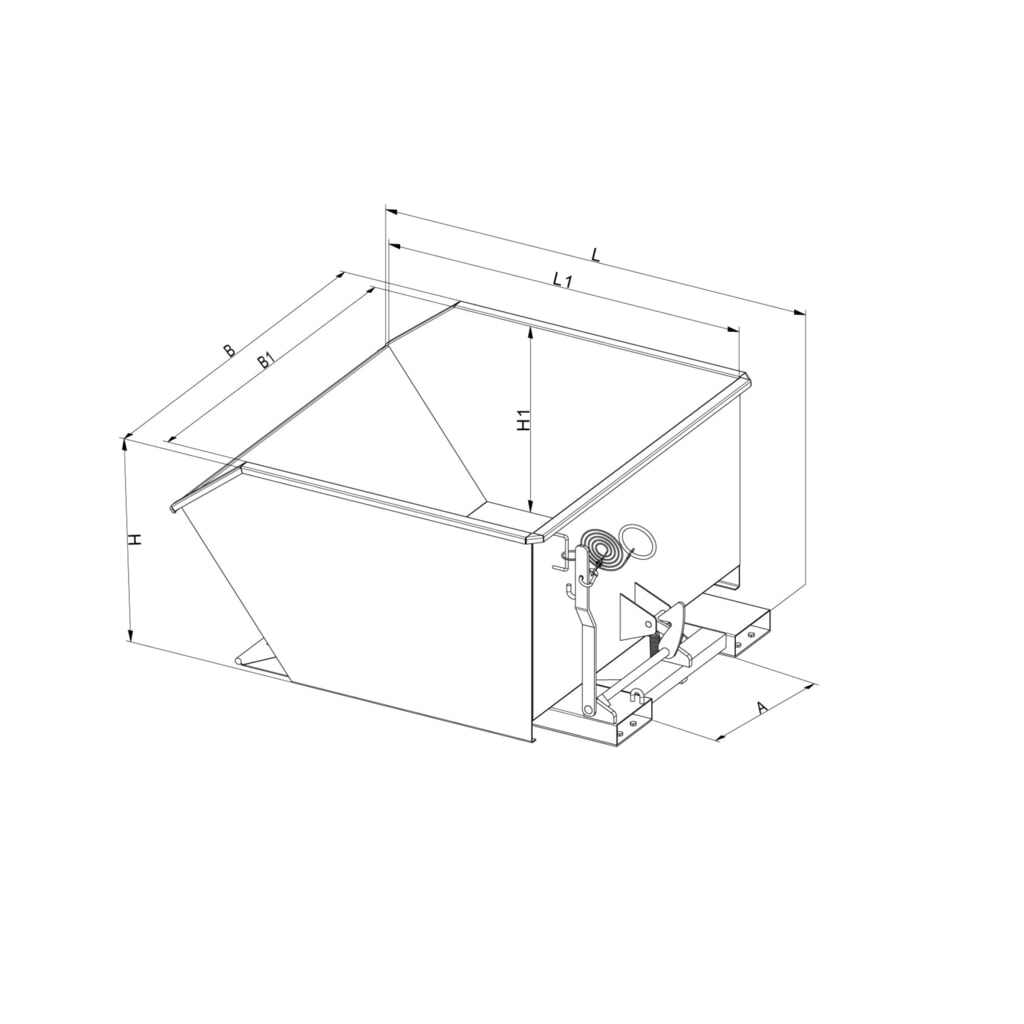 Kantelbak met automatisch uitrollen, lage hoogte, volume 1 m³, zuiver oranje Productafbeelding nr. 6: Kantelbak met automatisch uitrollen, lage hoogte, volume 1 m³, zuiver oranje