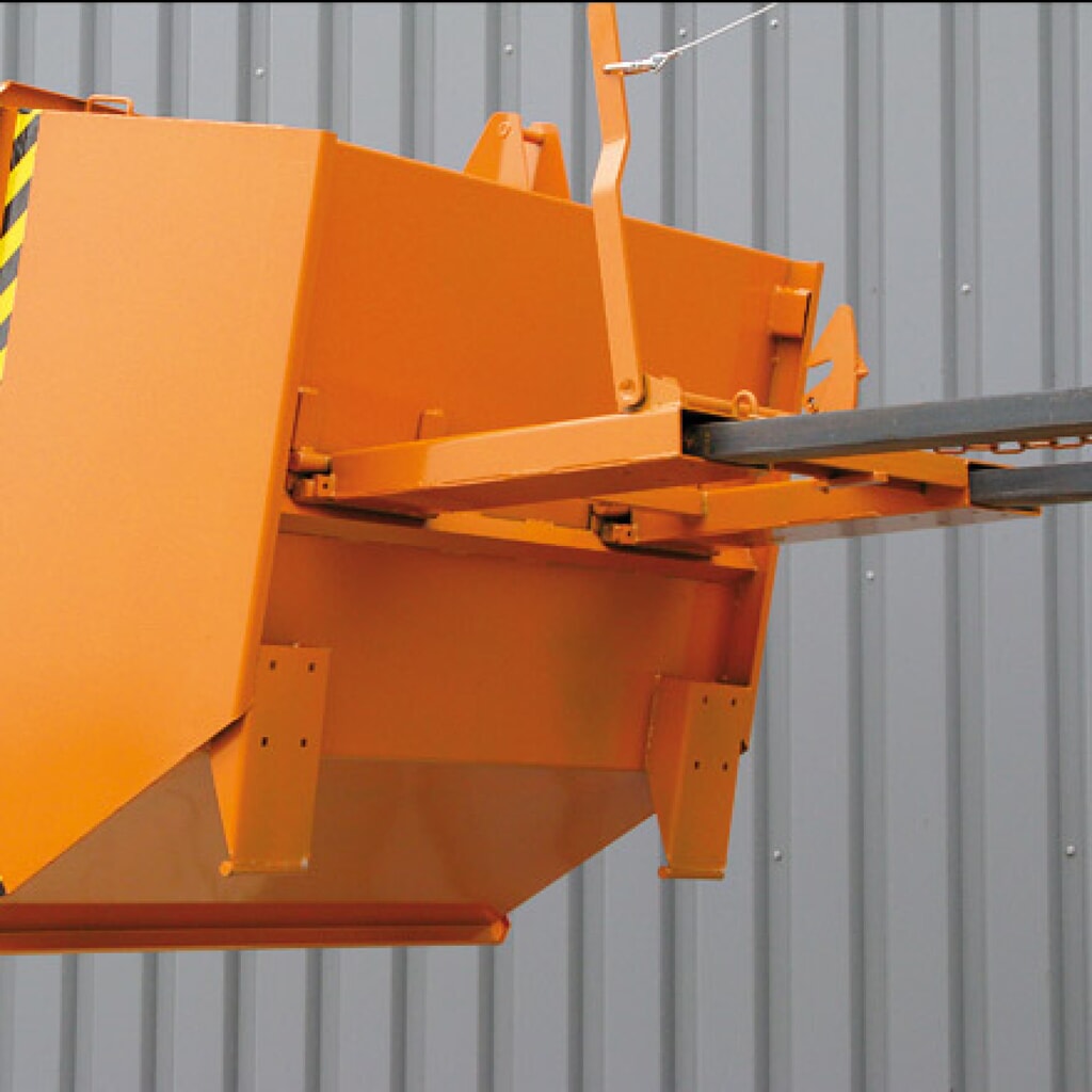 Kantelbak met automatisch uitrollen, lage hoogte, volume 1 m³, zuiver oranje Productafbeelding nr. 4: Kantelbak met automatisch uitrollen, lage hoogte, volume 1 m³, zuiver oranje