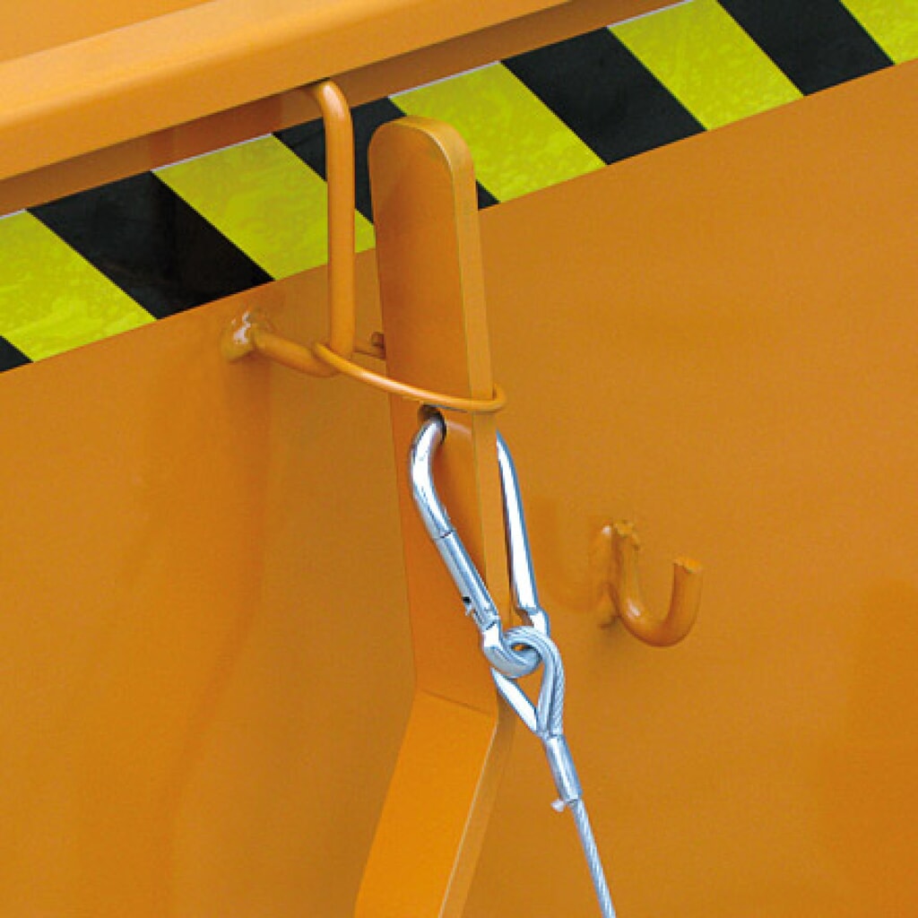 Kantelbak met automatisch uitrollen, lage hoogte, volume 1 m³, zuiver oranje Productafbeelding nr. 5: Kantelbak met automatisch uitrollen, lage hoogte, volume 1 m³, zuiver oranje