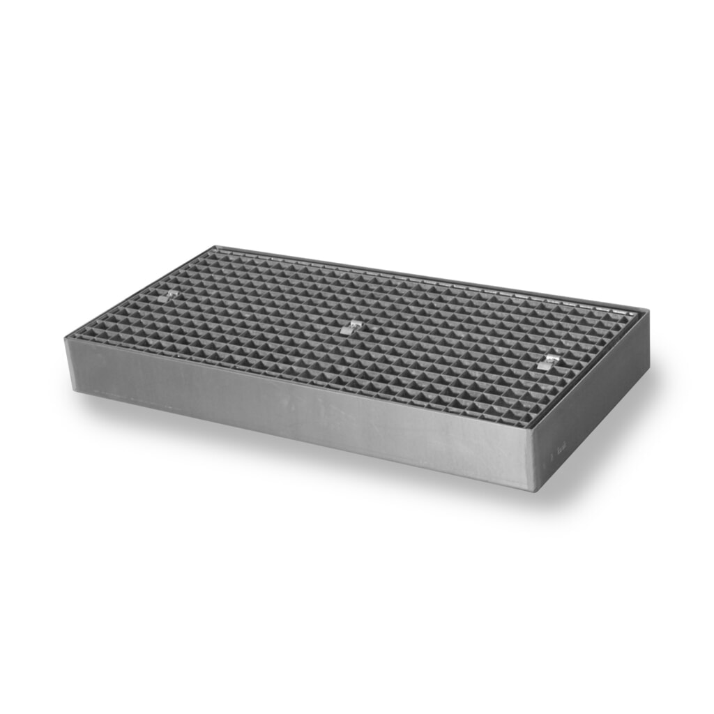 Product afbeelding: Lage lekbak van staal, cap. 6.500 kg/m², hxbxd 118 x 500 x 1.000 mm
