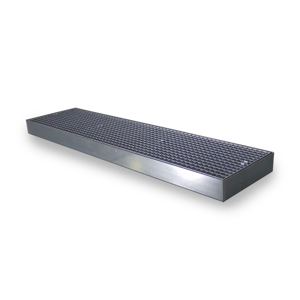 Lage lekbak van staal, cap. 6.500 kg/m², hxbxd 118 x 500 x 2.000 mm Product afbeelding: Lage lekbak van staal, cap. 6.500 kg/m², hxbxd 118 x 500 x 2.000 mm