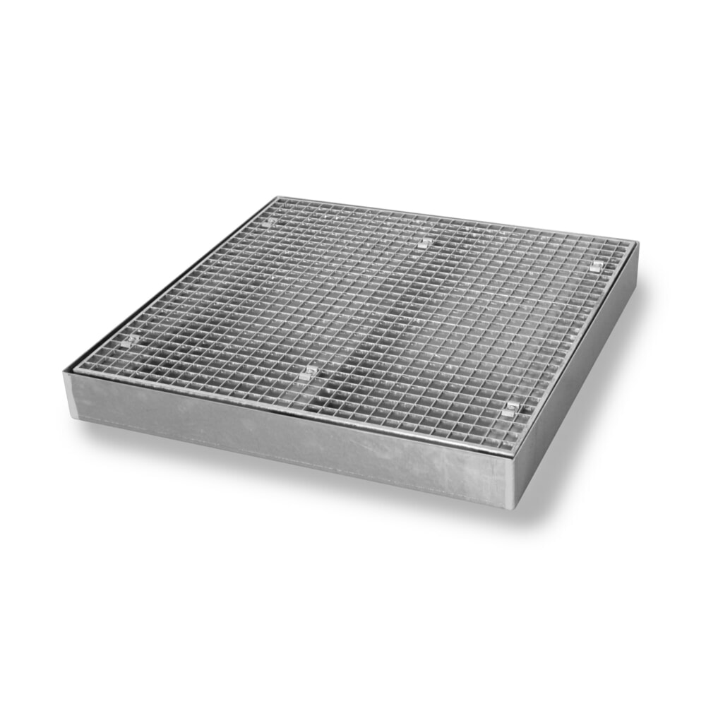 Product afbeelding: Lage lekbak van staal, cap. 6.500 kg/m², hxbxd 118 x 1.000 x 1.000 mm