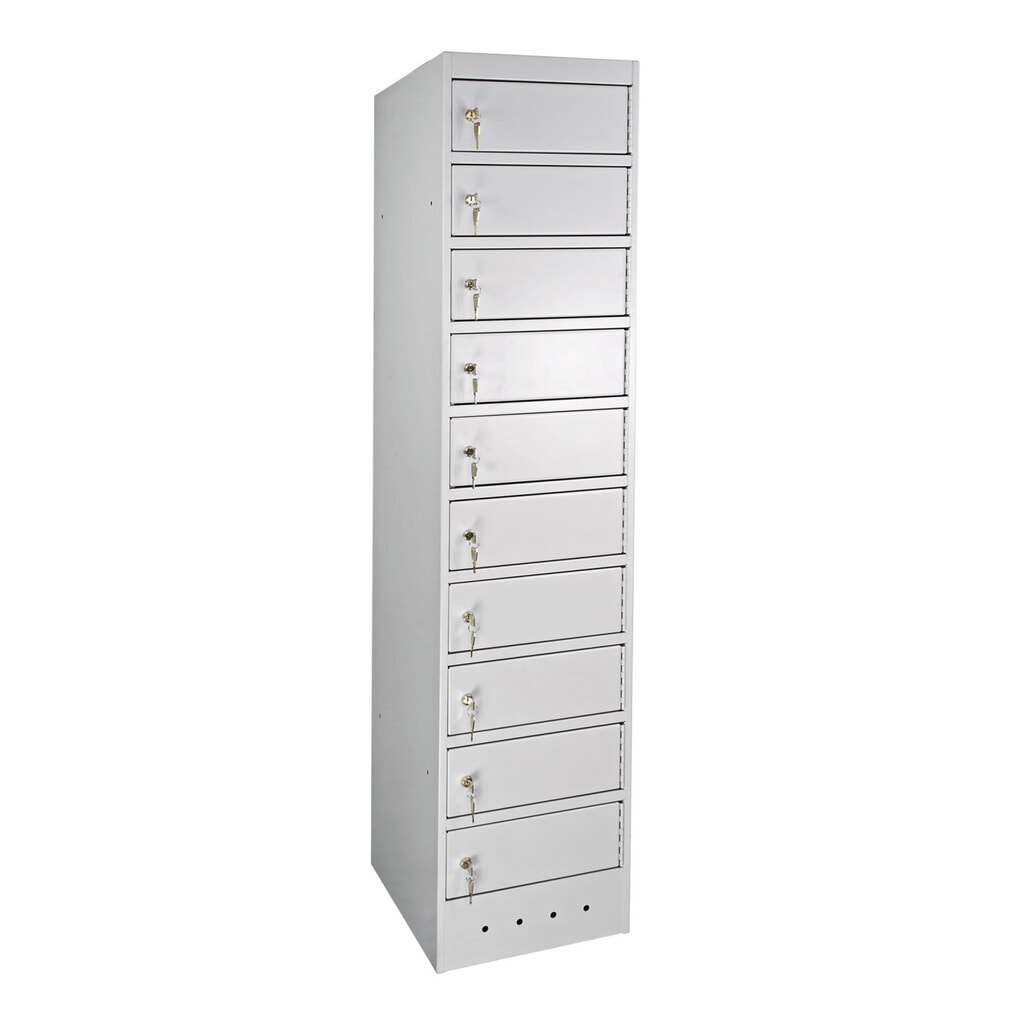 Product afbeelding: Laptop-locker, h x b d 1.800 x 400 x 500 mm, 10 vakken incl. voeding