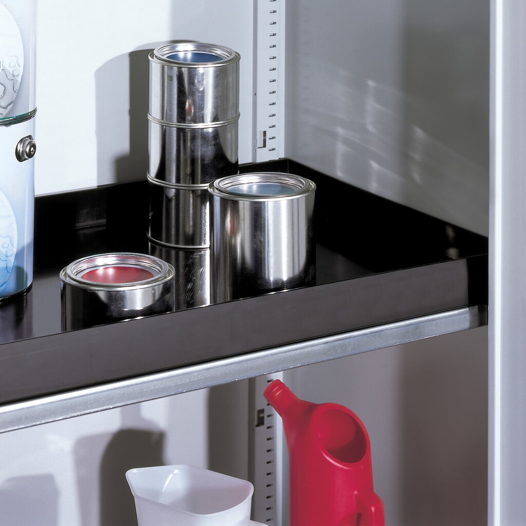 Legbord met PE-lekbak voor milieukast C + P, breedte 500 mm Product afbeelding: Legbord met PE-lekbak voor milieukast C + P, breedte 500 mm