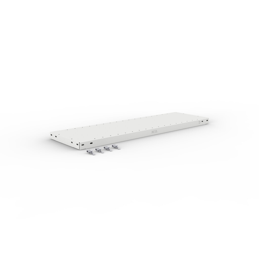 Legbord voor legbordstelling META met inhaaksysteem, vaklast 150 kg, lichtgrijs, bxd 1.000 x 300 mm Productafbeelding nr. 2: Legbord voor legbordstelling META met inhaaksysteem, vaklast 150 kg, lichtgrijs, bxd 1.000 x 300 mm
