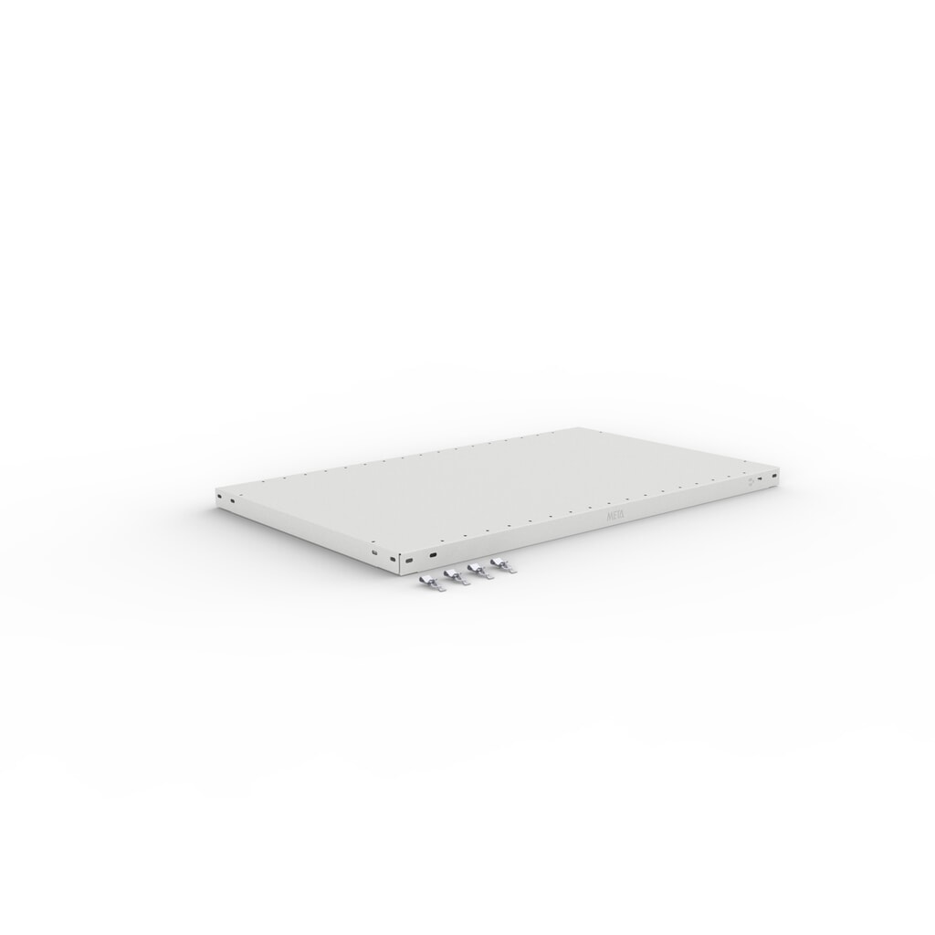 Legbord voor legbordstelling META met inhaaksysteem, vaklast 150 kg, lichtgrijs, bxd 1.000 x 600 mm Product afbeelding: Legbord voor legbordstelling META met inhaaksysteem, vaklast 150 kg, lichtgrijs, bxd 1.000 x 600 mm