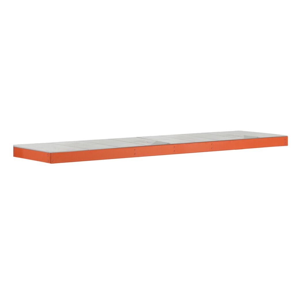 Legbord voor grootvakstelling SCHULTE, met staalpanelen, bxd 1.536 x 469 mm, oranje Product afbeelding: Legbord voor grootvakstelling SCHULTE, met staalpanelen, bxd 1.536 x 469 mm, oranje