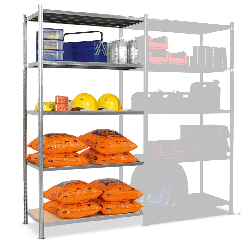 Product afbeelding: Legbordstelling ManOrga, AE, met spaanplaten, vaklast 235 kg, verzinkt, hxbxd 2.000 x 1.000 x 600 mm