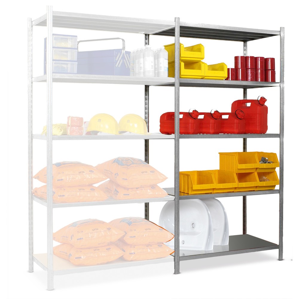 Product afbeelding: Legbordstelling ManOrga, AE, met legborden van plaatstaal, vaklast 221 kg, verzinkt, hxbxd 2.000 x 1.000 x 388 mm