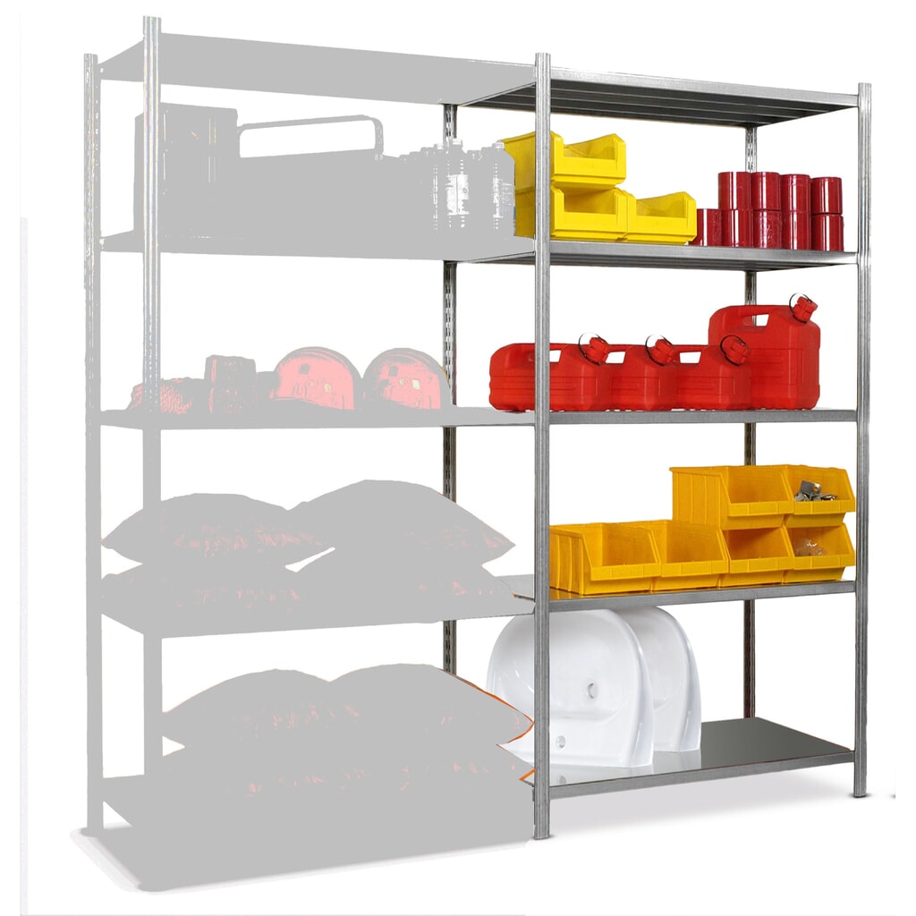 Product afbeelding: Legbordstelling ManOrga, AE, met legborden van plaatstaal, vaklast 221 kg, verzinkt, hxbxd 2.000 x 1.000 x 388 mm
