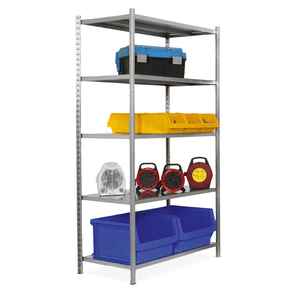 Product afbeelding: Legbordstelling ManOrga, grafietgrijs / lichtgrijs, met 5 legborden van spaanplaat, vaklast 216 kg, hxbxd 2.000 x 1.040 x 500 mm