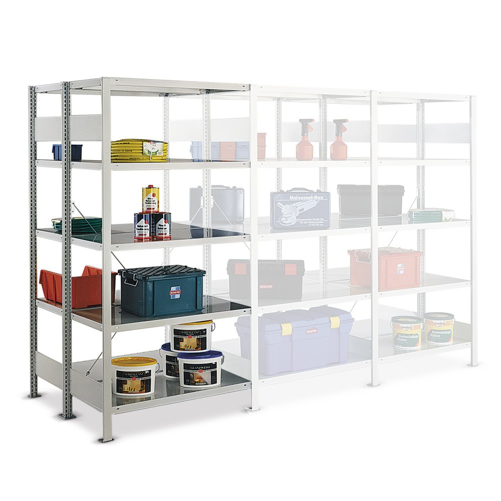 Product afbeelding: Legbordstelling META, AV, dubbelzijdig, vaklast 150 kg, verzinkt, hxbxd 2.000 x 1.000 x 1.200 (2x600) mm