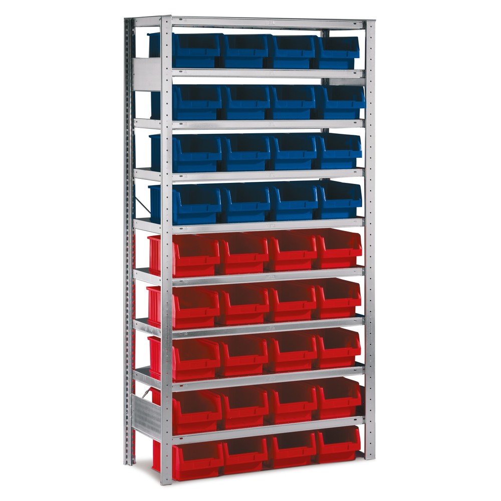 Product afbeelding: Legbordstelling META, met magazijnbakken, vaklast 100 kg, 36 bakken, hxbxd 2.000 x 1.000 x 400 mm