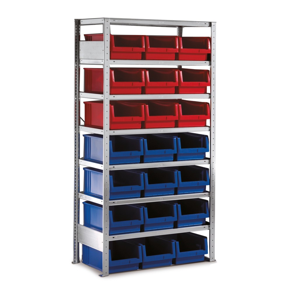 Product afbeelding: Legbordstelling META, met magazijnbakken, vaklast 100 kg, 21 bakken, hxbxd 2.000 x 1.000 x 500 mm