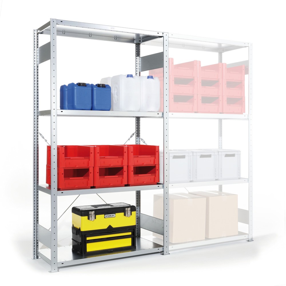 Product afbeelding: Legbordstelling META, CLIP S3, BV, inhaaksysteem, VL 100 kg, verzinkt, hxbxd 2.000 x 1.000 x 400 mm