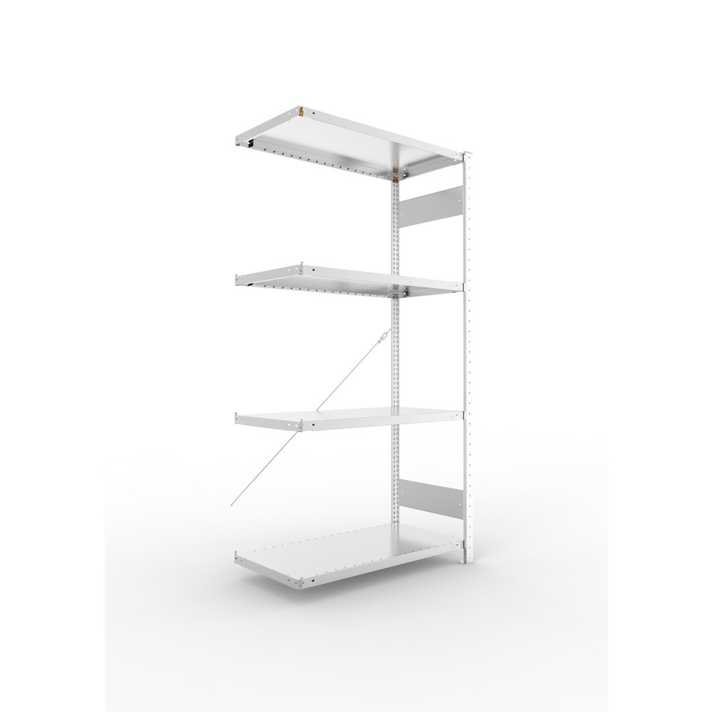 Product afbeelding: Legbordstelling META CLIP SET, aanbouwelement, vaklast 230 kg, verzinkt, 4 legborden, hxbxd 2.000 x 1.000 x 500 mm