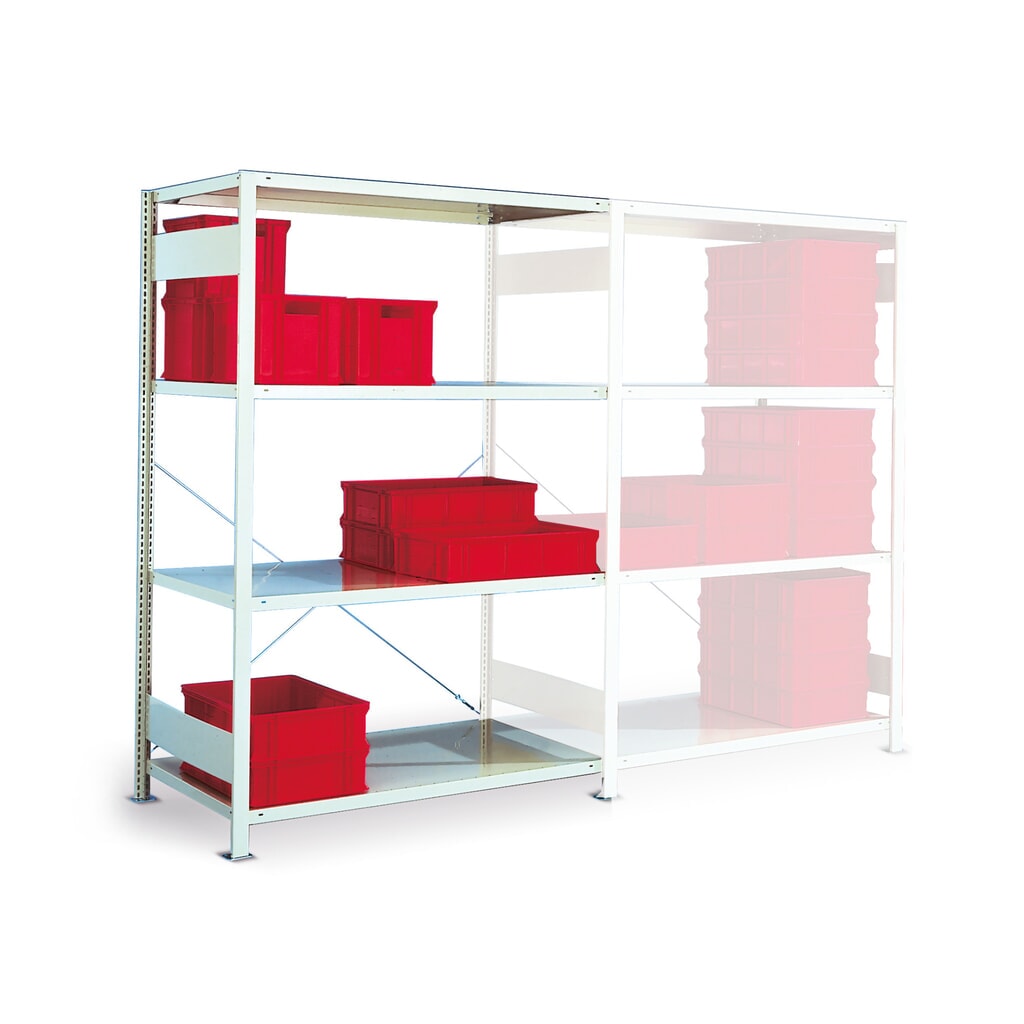 Legbordstelling META, eenrijig, aanbouwelement, lichtgrijs, hxbxd 2.000 x 1.300 x 800 mm Product afbeelding: Legbordstelling META, eenrijig, aanbouwelement, lichtgrijs, hxbxd 2.000 x 1.300 x 800 mm