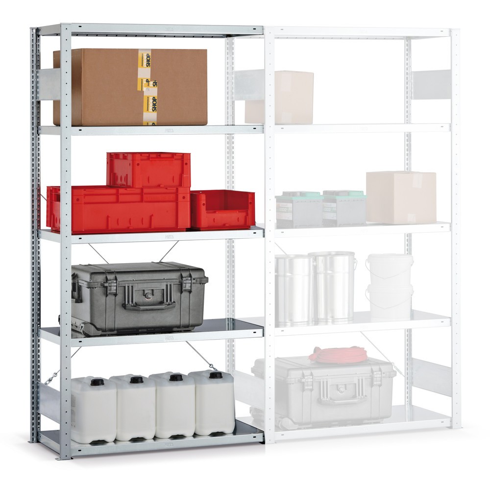 Product afbeelding: Legbordstelling META, met inhaaksysteem, AV, vaklast 150 kg, verzinkt, hxbxd 2.000 x 1.000 x 500 mm
