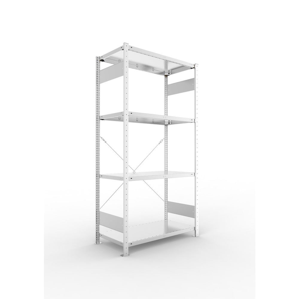 Productafbeelding nr. 1: Legbordstelling META, verzinkt, met 4 legborden van plaatstaal, vaklast 150 kg, hxbxd 2.000 x 1.056 x 536 mm