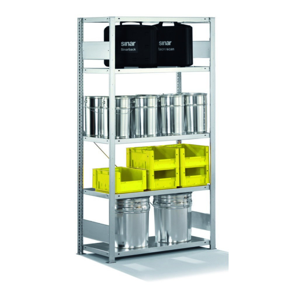 Product afbeelding: Legbordstelling META, verzinkt, met 5 legborden van plaatstaal, vaklast 230 kg, hxbxd 2.000 x 1.056 x 636 mm